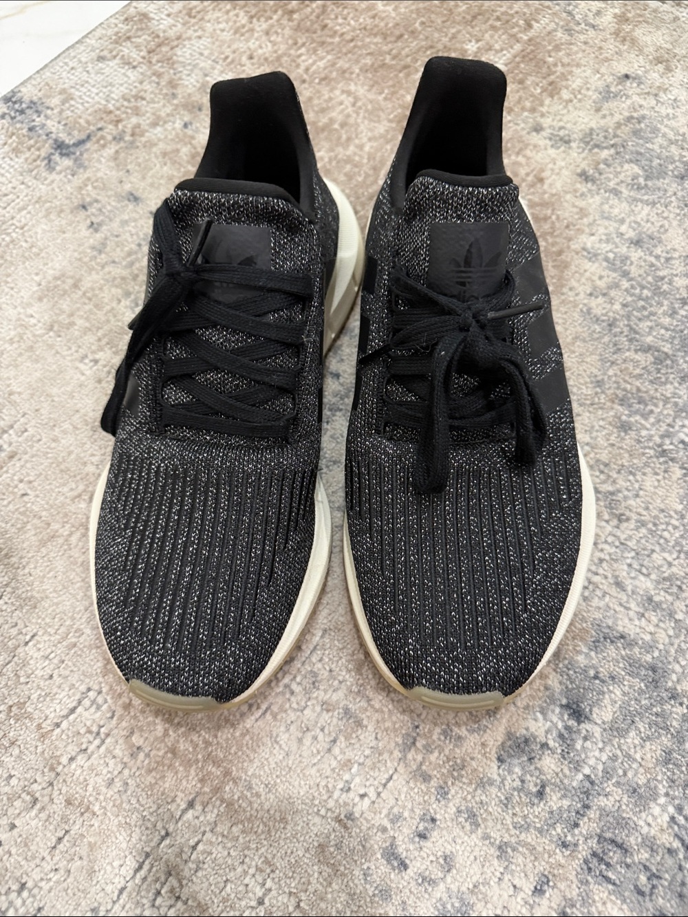 adidas Men’s Black Knit Sneakers with White Sole